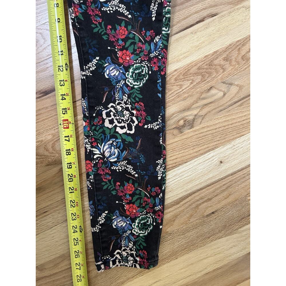 Anthropologie Pilcro Floral Print Cigarette Skinny Jeans 27 Black Fairy Boho - Picture 9 of 11